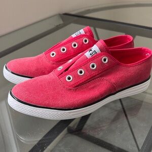 NEW Converse All Star Slip-On Red Canvas Plastic Sneakers